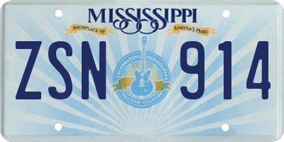 MS license plate ZSN914