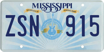 MS license plate ZSN915
