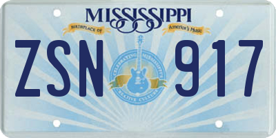 MS license plate ZSN917