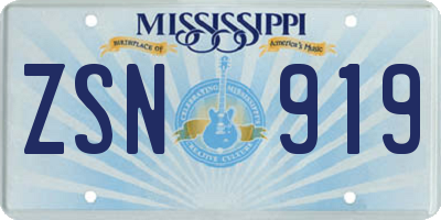 MS license plate ZSN919