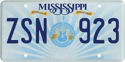 MS license plate ZSN923