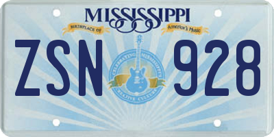 MS license plate ZSN928