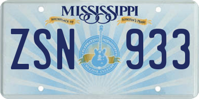 MS license plate ZSN933