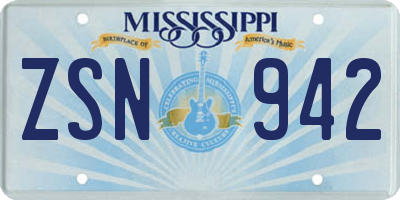 MS license plate ZSN942