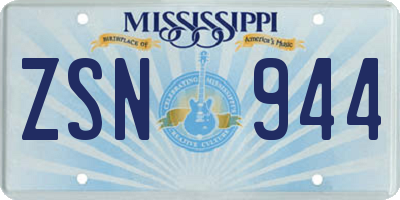 MS license plate ZSN944