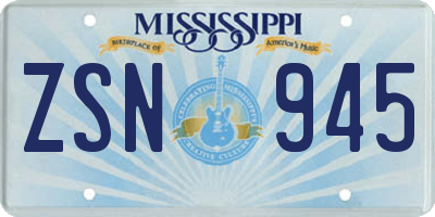 MS license plate ZSN945