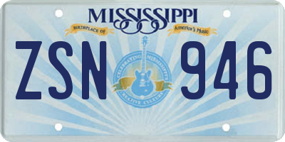MS license plate ZSN946
