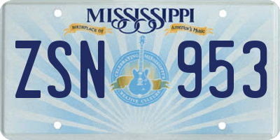 MS license plate ZSN953