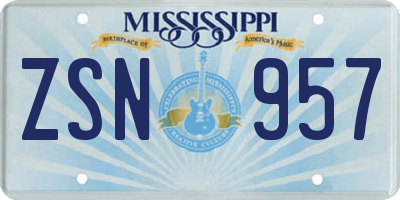 MS license plate ZSN957