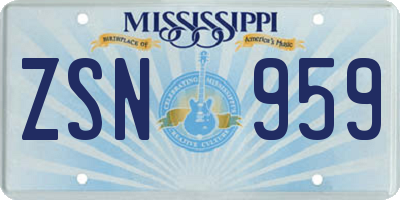 MS license plate ZSN959
