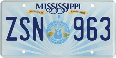 MS license plate ZSN963