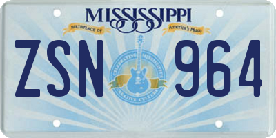 MS license plate ZSN964