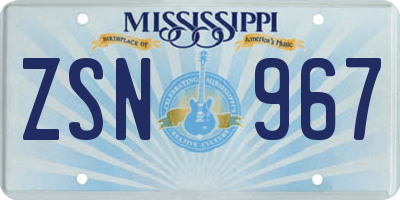 MS license plate ZSN967