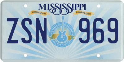 MS license plate ZSN969