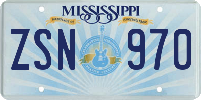 MS license plate ZSN970