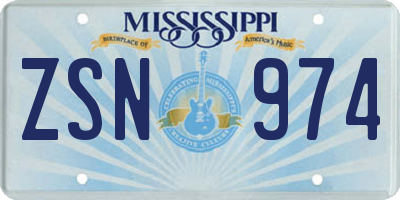 MS license plate ZSN974