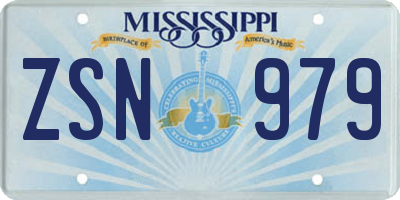 MS license plate ZSN979