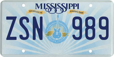 MS license plate ZSN989