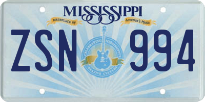 MS license plate ZSN994