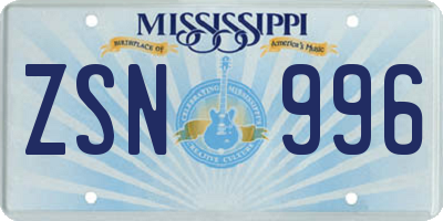 MS license plate ZSN996