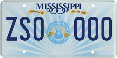 MS license plate ZSO000
