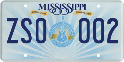 MS license plate ZSO002