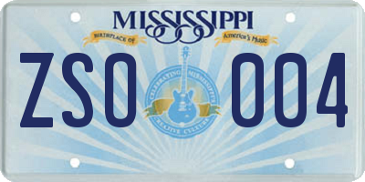 MS license plate ZSO004