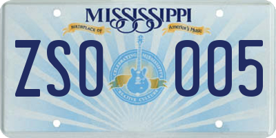 MS license plate ZSO005