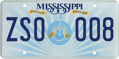 MS license plate ZSO008