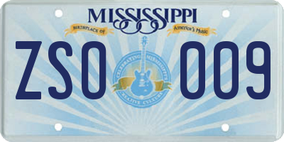 MS license plate ZSO009