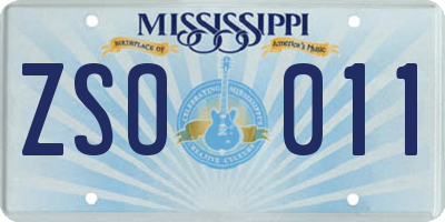 MS license plate ZSO011