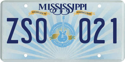 MS license plate ZSO021