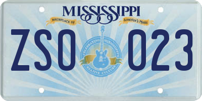MS license plate ZSO023