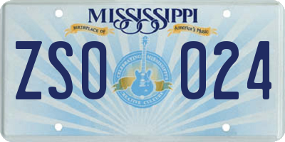 MS license plate ZSO024