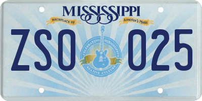 MS license plate ZSO025