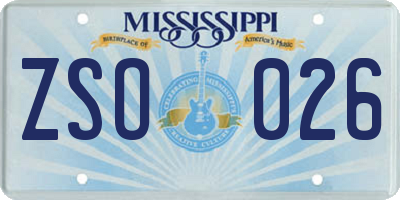 MS license plate ZSO026