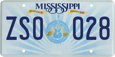 MS license plate ZSO028