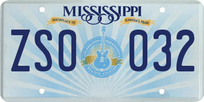 MS license plate ZSO032