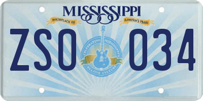 MS license plate ZSO034
