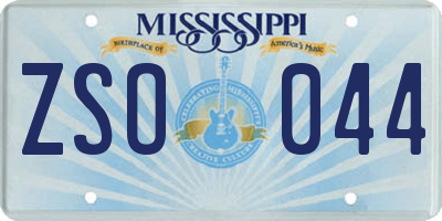 MS license plate ZSO044