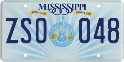 MS license plate ZSO048