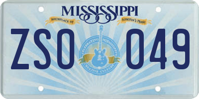 MS license plate ZSO049
