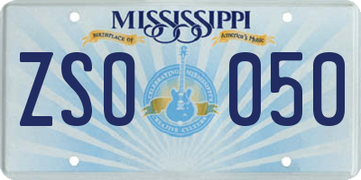 MS license plate ZSO050