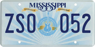 MS license plate ZSO052