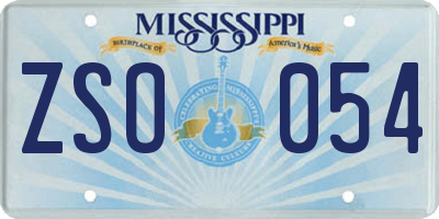 MS license plate ZSO054