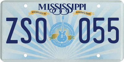 MS license plate ZSO055