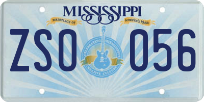 MS license plate ZSO056