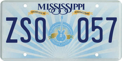 MS license plate ZSO057