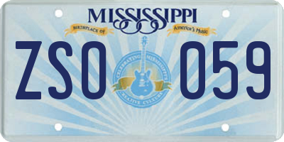 MS license plate ZSO059