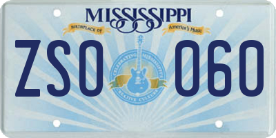 MS license plate ZSO060